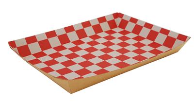 0590  10.5X7.5X1.5 RED CHECKERBOARD LUNCH TRAY  250/CS